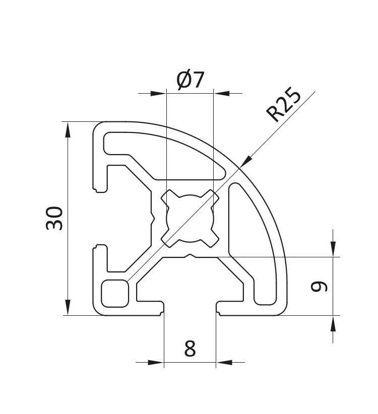 Profil aluminiowy 30x30R [8]